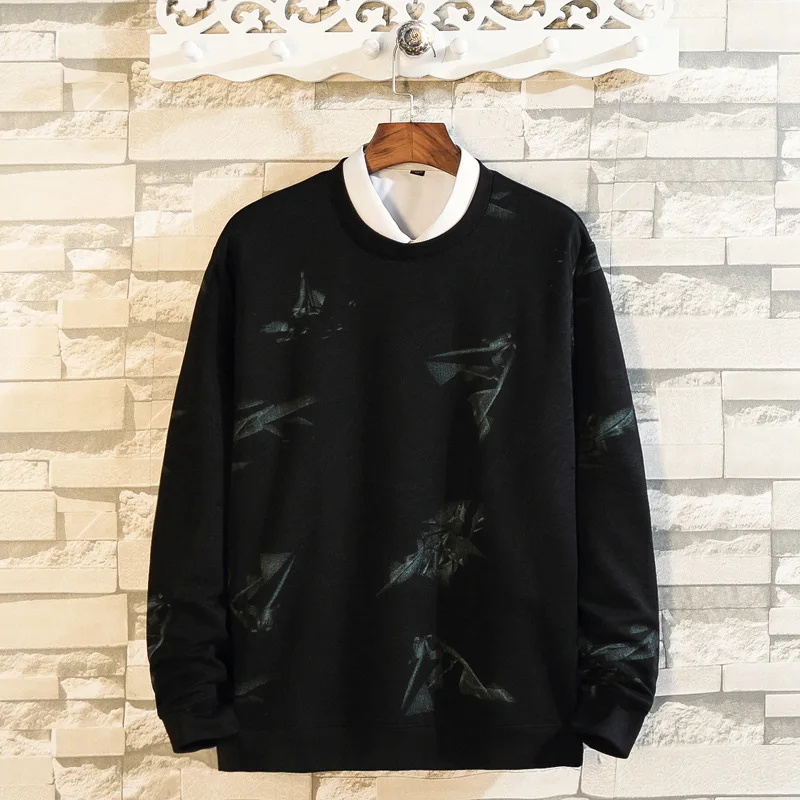 

Men's autumn new fattening Plus Size Round Neck Long Sleeve Sweater