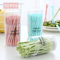 50pcs fruit fork mini disposable plastic forks for party bbq sticks picks skewer set home dining food cake fruit fork