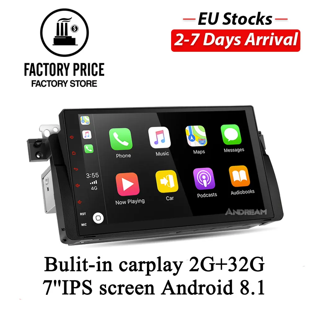 9 дюймов Встроенный Carplay Android 8 1 Восьмиядерный 2G + 32G Автомобильный dvd плеер для BMW E46