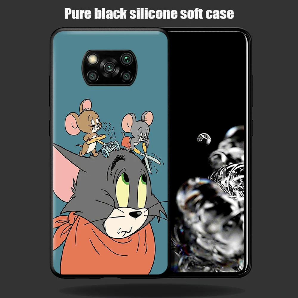 

Cute Cartoon Tom Cat Jerry Phone Case Cover Hull For Xiaomi Mi A2 A3 8 9 SE 9T 10 10T Lite Pro Ultra Poco X3 black Cover Luxury
