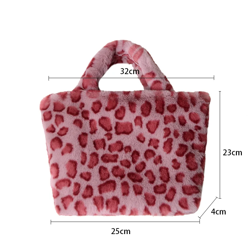 

Leopard Print Plush Handbag Women Trendy Soft Shoulder Bag Winter Warm Chains Crossbody Bag Fashion Fluffy Wallet Bolso