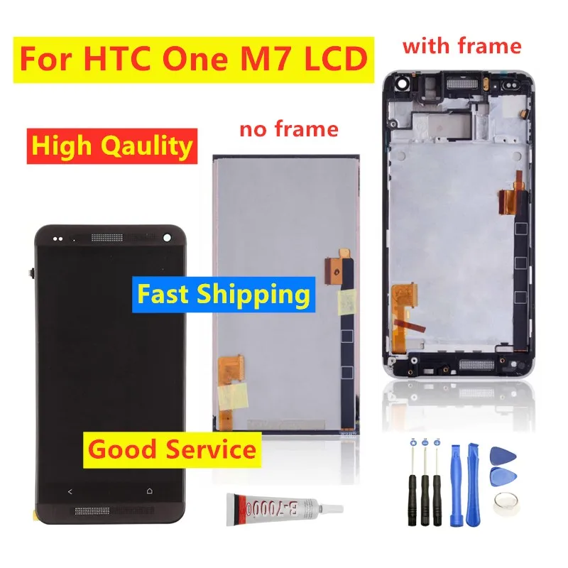 Сменный ЖК дисплей и дигитайзер сенсорного экрана для HTC One M7 4 7 дюйма с рамкой