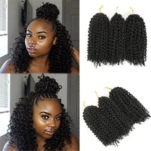 Вязанные косички, кудрявые вьющиеся волосы 8 дюймов, вязанные крючком косички, волосы Омбре, синтетические волосы для наращивания