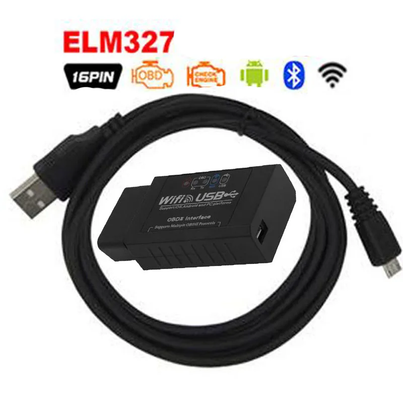 USB ELM327 Wifi сканер Авто OBD2 диагностический инструмент ELM 327 WIFI/Bluetooth OBDII V 1 5