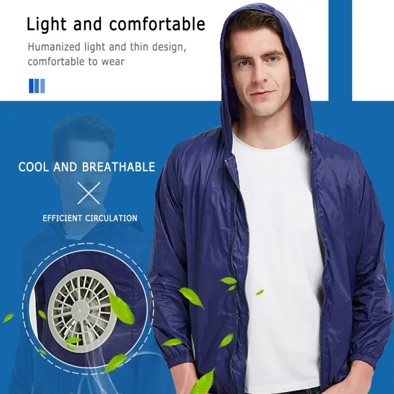 Summer Cooling Air Conditioning Clothes Men's Outdoor High Temperature Cooling Fan Air Condition Refrigeration Suit Male New