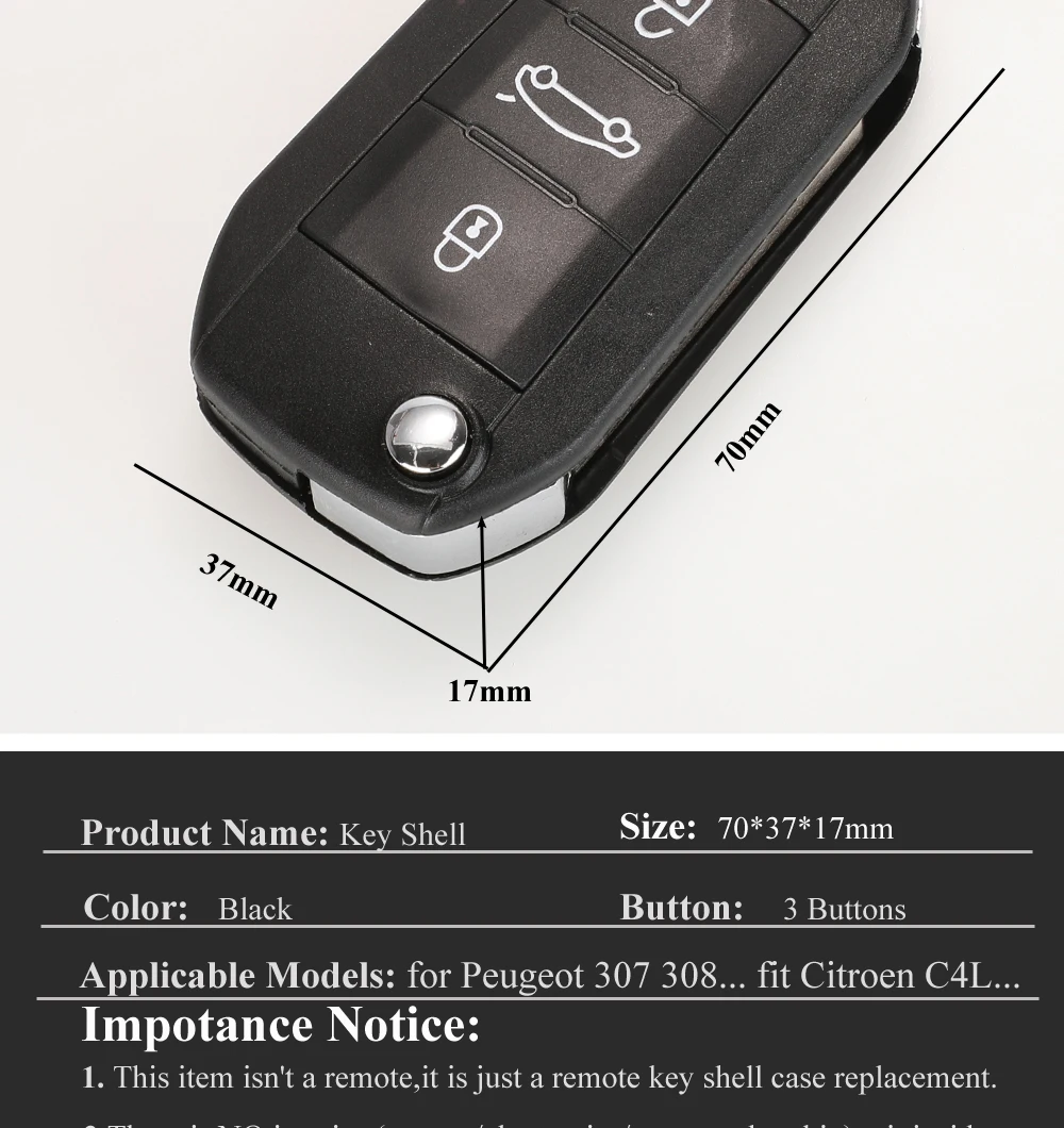 3 кнопки HU83 пульт дистанционного управления Корпус ключа для Peugeot 508 208 2008 308 3008 5008 Citroen C3 C4 C4L Elysee Fob чехол для замены