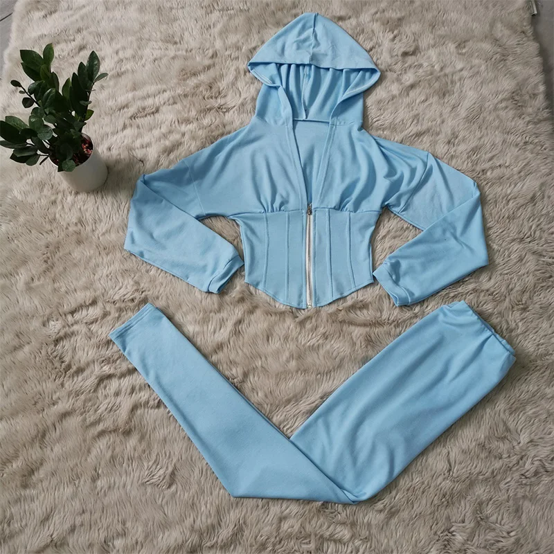 Женский спортивный костюм из двух предметов элегантный с толстовкой и брюками G189