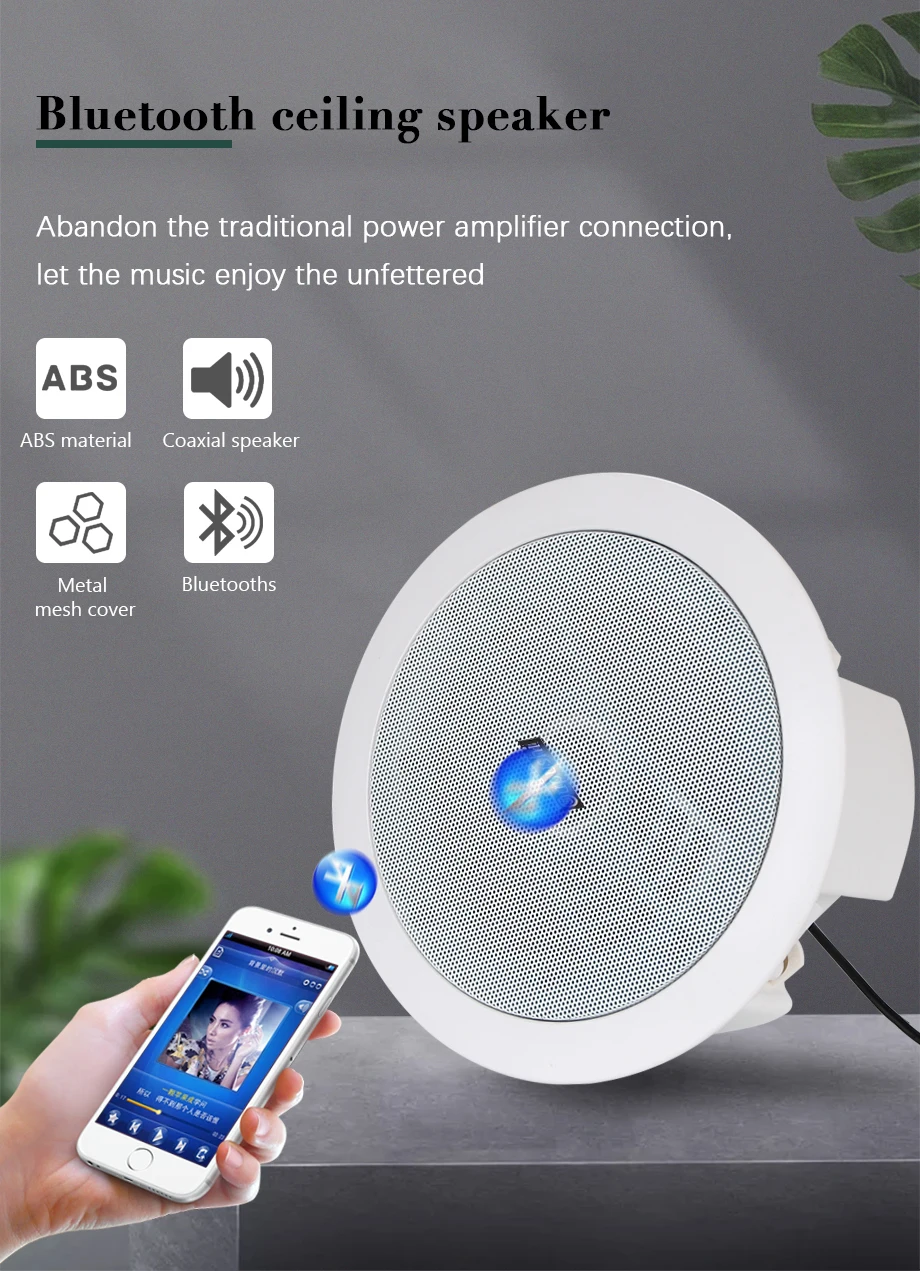 4.5" Portable bluetooth speaker 10w in ceiling speaker 8ohm audio stereo in wall mount loudspeaker for home surround system