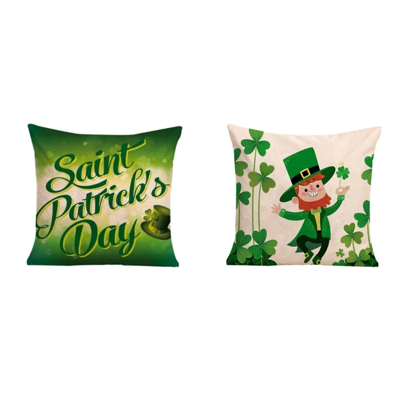 

4 Pcs 45x45cm Saint Patrick's Day Throw Pillow Case Sofa Bedroom Cushion Cover