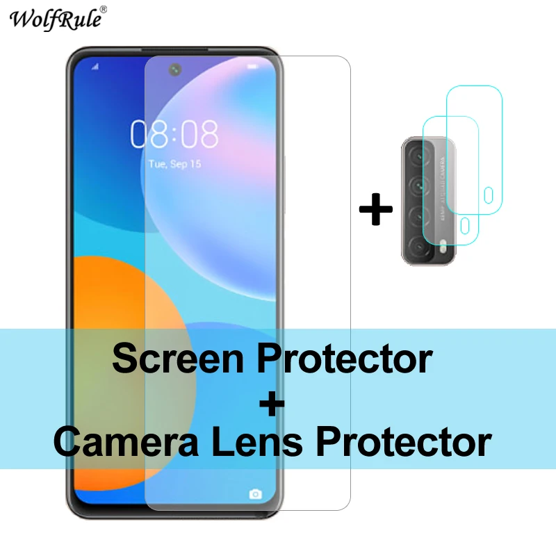 

2Pcs Screen Protector For Huawei Y7a Glass Y6P Y5P Y8P Y8S Y9S Y9a Tempered Glass HD Protective Phone Lens Film For Huawei Y7A