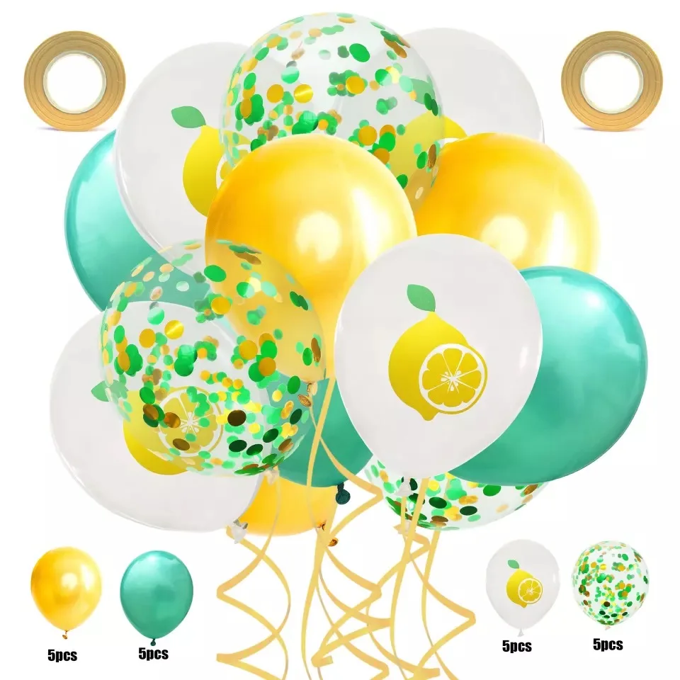 Воздушные шары латексные с принтом фруктов ананас черешня арбуза лимона 20 шт. 12