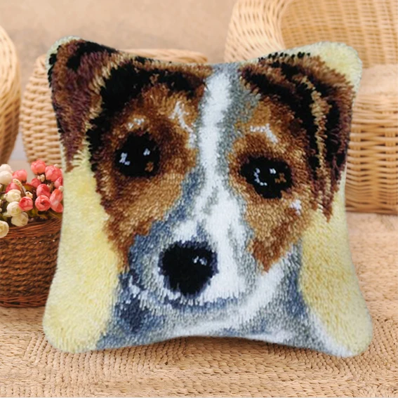 Cat And Dog Knooppakket Smyrna Klink Haak Kleed Bloemen Pillow Gift Latch Hook Cross Stitch Pillows Embroidery Packages | Дом и сад