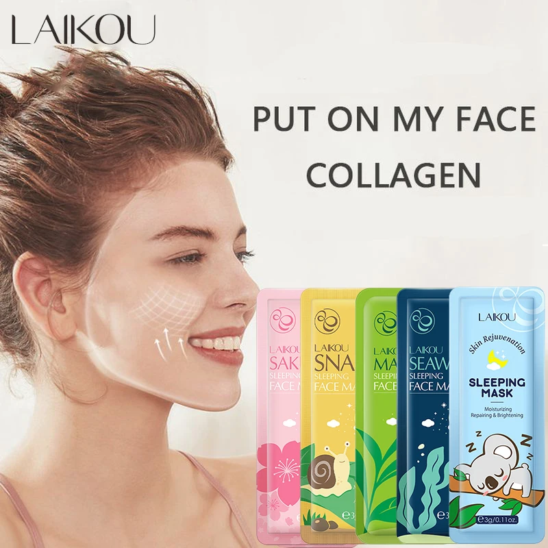 LAIKOU Sakura Seaweed Centella с улиточным коллагеном маска для сна индивидуальная упаковка
