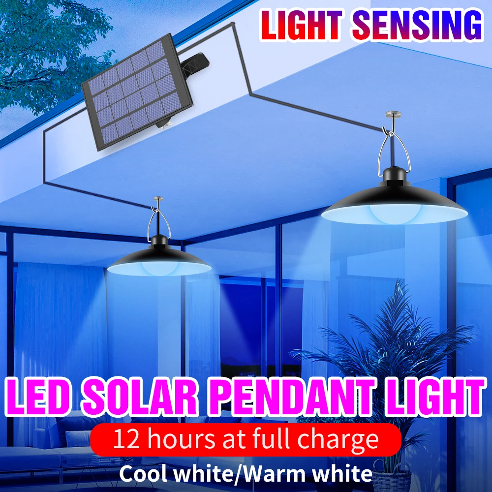 

LED Solar Light Outdoor Pendant Lamp 5V Solar Bulb Three Heads/Four Heads Waterproof Light Home Porch Garden Courtyard 25W 30W