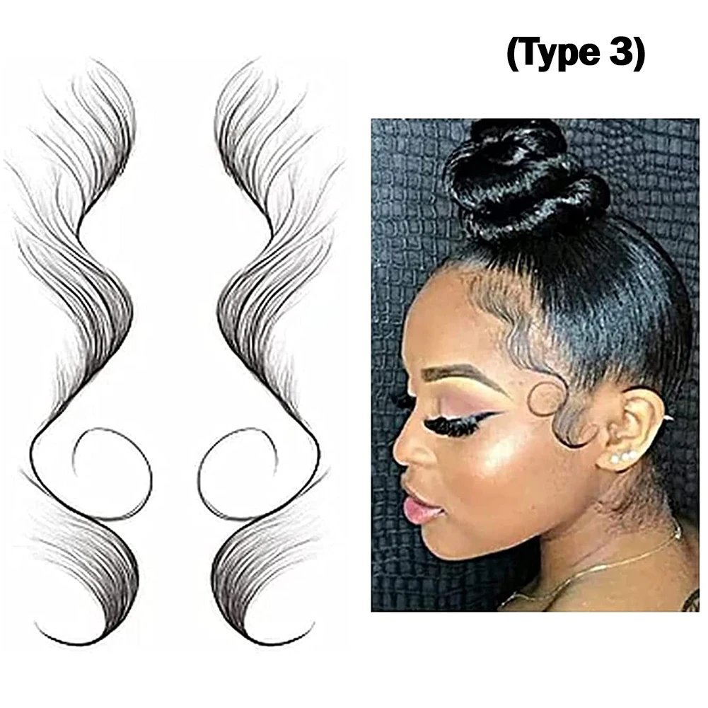 

5 Styles Hair Edges Tattoo Stickers Salon DIY Hairstyling Hair Tattooing Waterproof Lasting Sleek Edges Bangs Tattoo Stickers