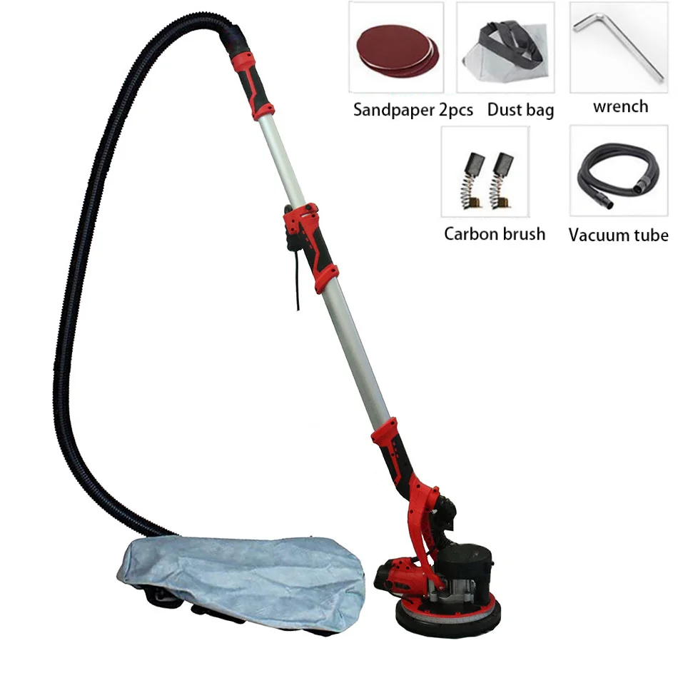 

220V 850W LED Light Telescopic Hand-Held Long Pole Wall Grinding Disc Electric Sanding Machine Self-Priming Dust Collection