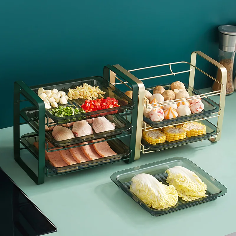 

Kitchen Storage Rack Stackable Fruit Vegetables Storage Holder Dish Drying Rack Countertop Utensil Organizer Kitchen Accessories
