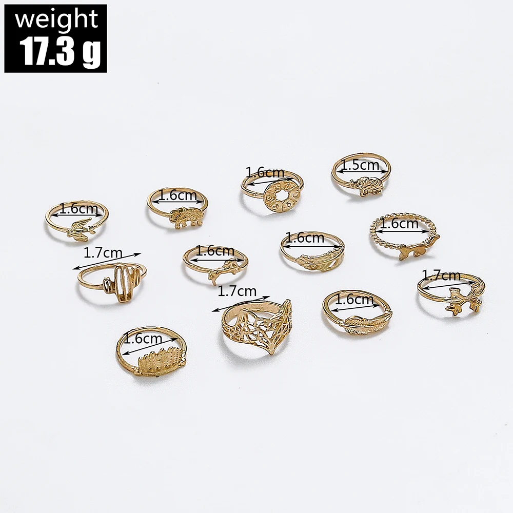 12 шт./компл. богемные полые кольца с лисьим лицом Ласточка леопардовые животные