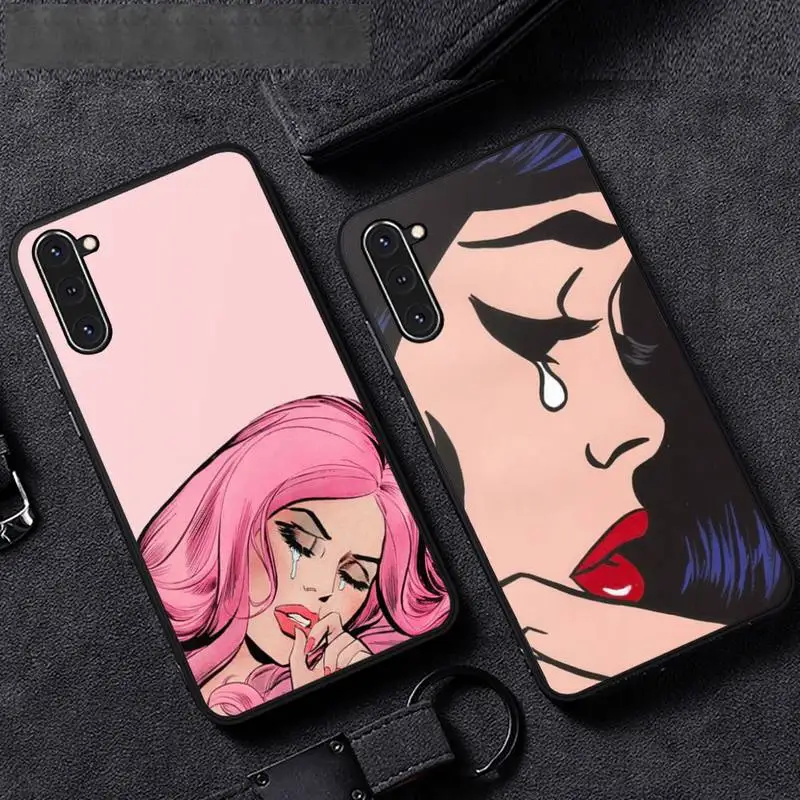 

Crying Comic Girl Painting Pop Art Phone Case For Samsung A51 A32 A52 A71 A50 A12 A21S S10 S20 S21 Plus Fe Ultra