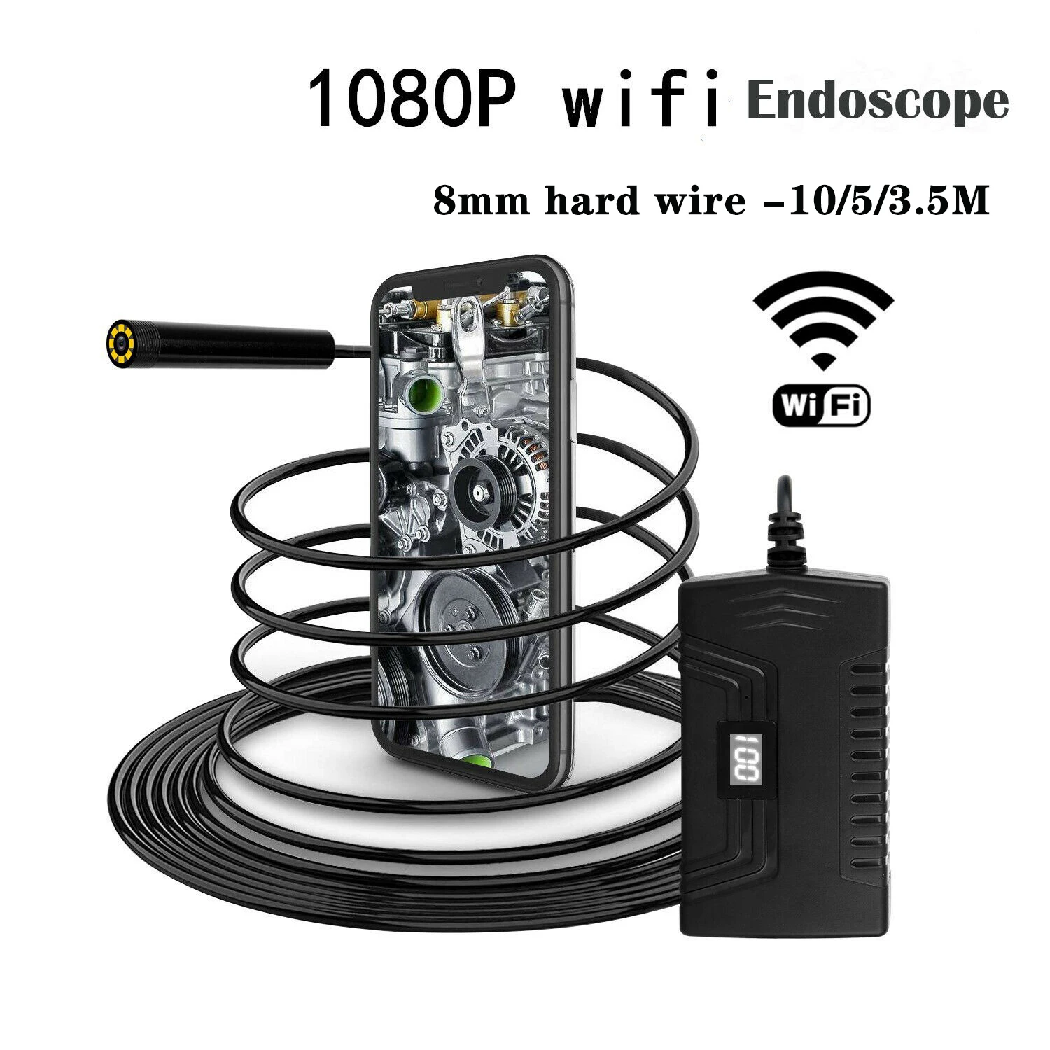 

8 светодиодов 1080P IP67 автомобильный Wi-Fi эндоскоп бороскоп зарядка портативный промышленный водонепроницаемый автомобильные аксессуары 3,5 м 5...