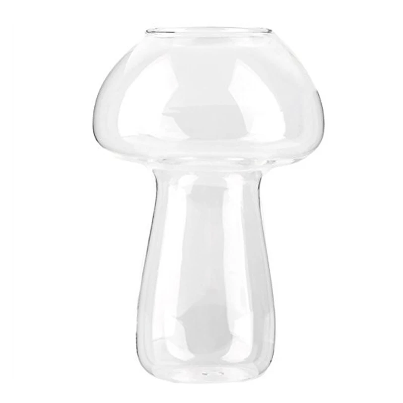 Promotion! Clear Glass Vase Bottle For Plant Flower Decorations - Mushroom |