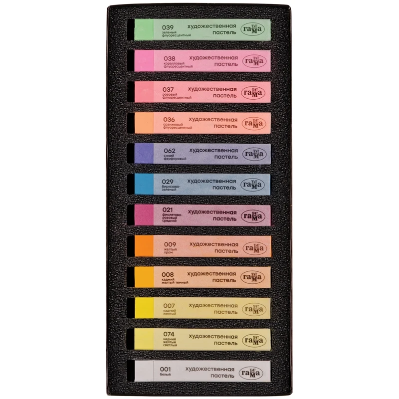 Пастель художественная Гамма &quotСтарый мастер. Яркие цвета&quot 12 цветов картон.