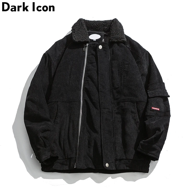 Зимняя куртка с отложным воротником темного икона пальто для мужчин осень 2019