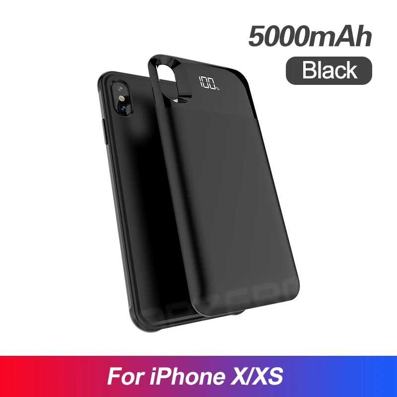 Black For iX XS 5500 мАч чехол для батареи для iPhone X XS XR XS MAX портативный светодиодный внешний аккумулятор с разъемным магнитным внешним аккумулятором чехол - Цвет: Black For iX XS