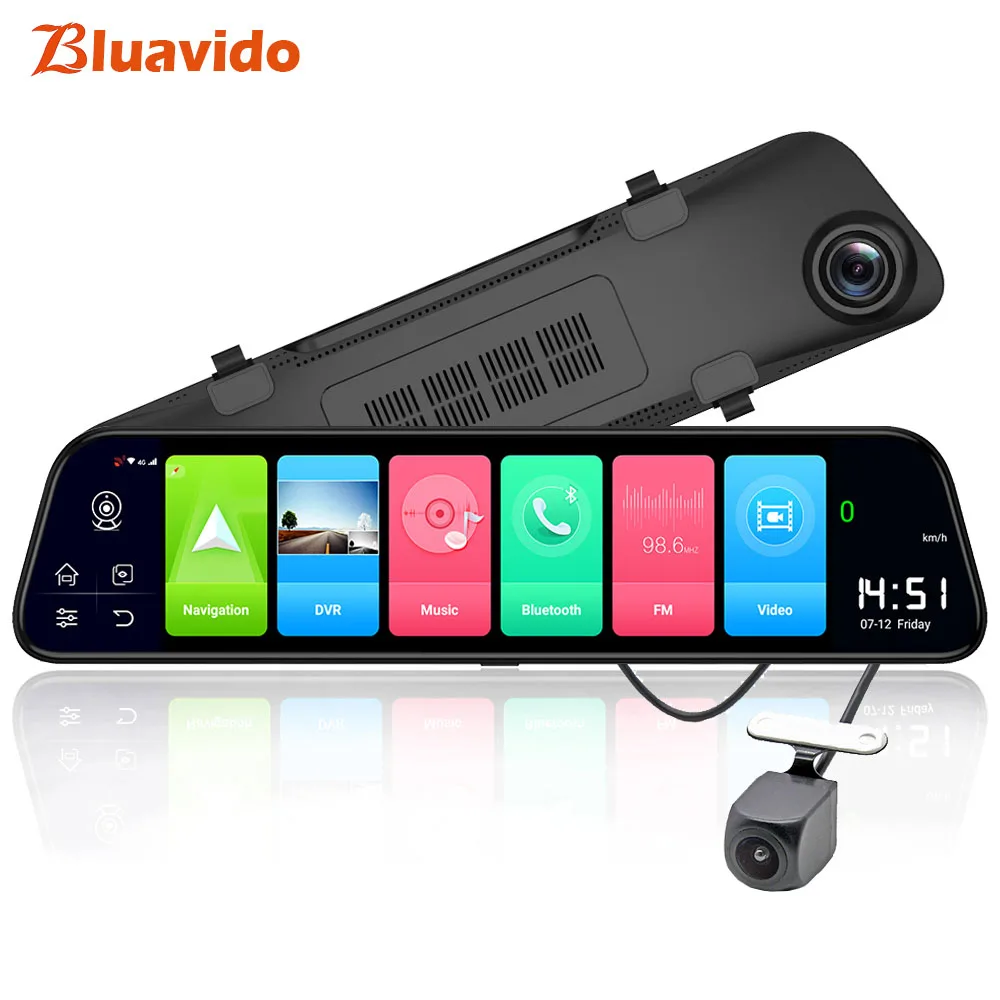 Standard Bluavido 1" ips зеркало заднего вида Автомобильная камера 4G Android 8,1 gps навигация 2G ram 32G rom ADAS FHD 1080P видеорегистратор - Название цвета: Standard