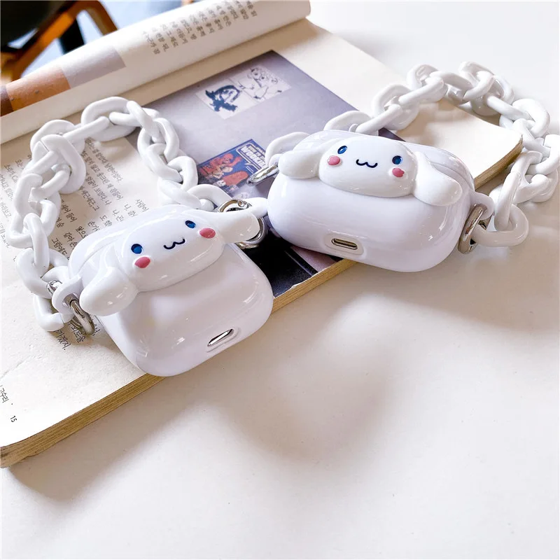 

Новинка 2022, мультяшная мелодия, супер милая коричная собака, белые цепи для AirPod, чехол, чехол с мультяшным изображением IP гарнитуры, чехол