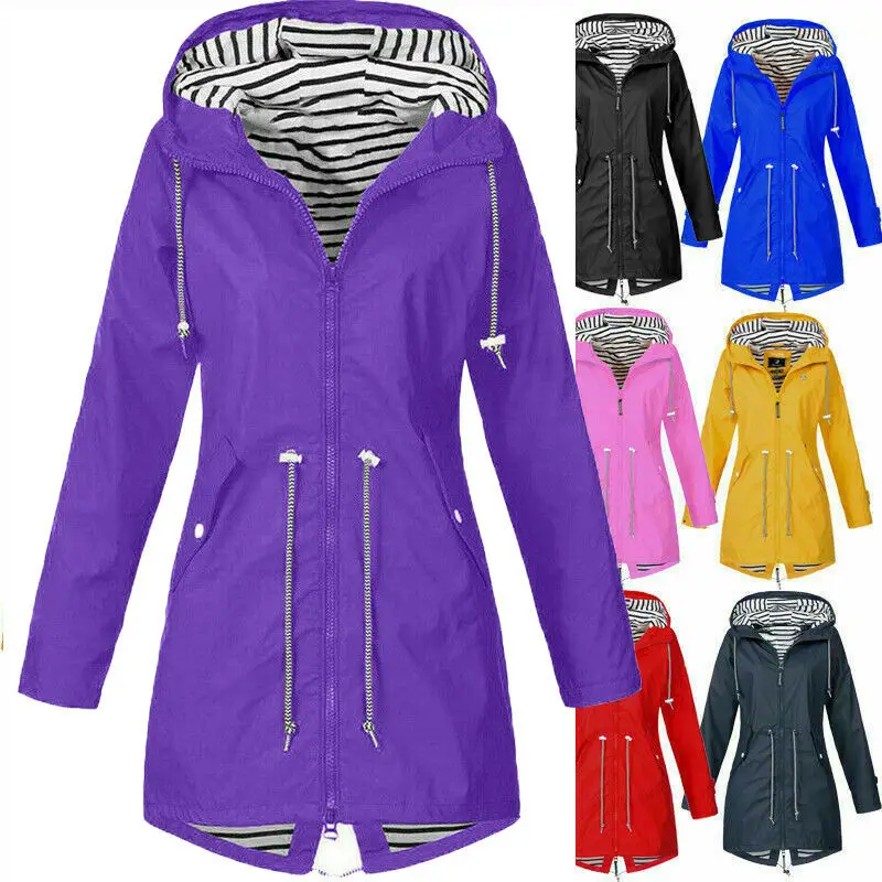 Женская Осенняя ветрозащитная водонепроницаемая куртка дождевик с капюшоном Mac