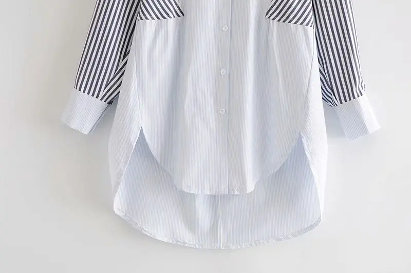 

2021 Womens Striped Patchwork Blouses Plus Size Long Sleeve Irregularity OL Blusa Female Fashion Shirt Office Lady Top Tees S078