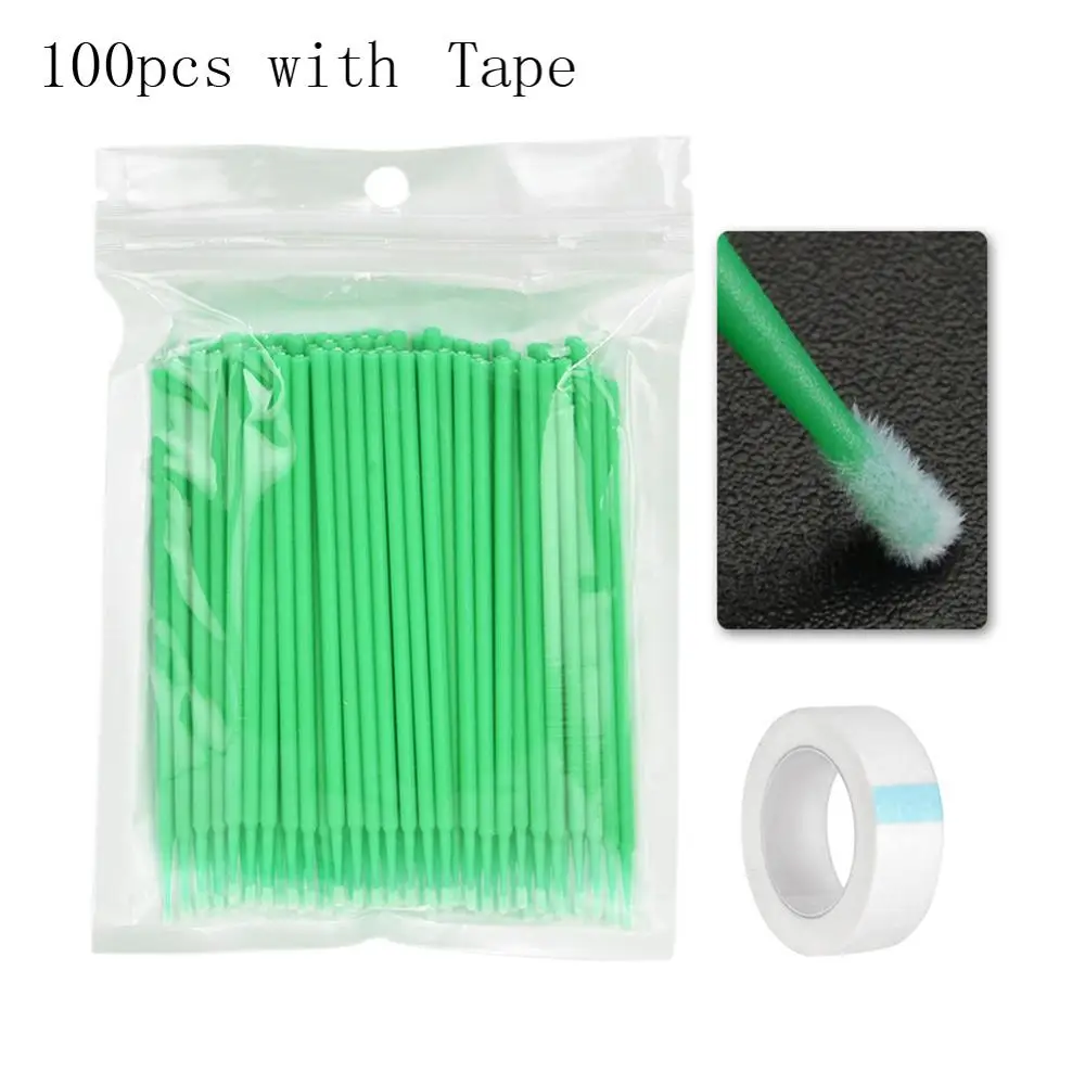 100pcs with tape 50/10/5 шт одноразовые щеточки с тушью для ресниц палочки для кисти щетка-Расческа для ресниц мотальные набор инструментов для макияжа maquiage - Handle Color: 100pcs with tape