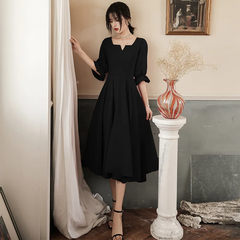

2021 Fashion Short Evening Dresses Robe De Soiree Elegant Half Sleeve Party Prom Evening Gown Back Zipper A-line Host Dress