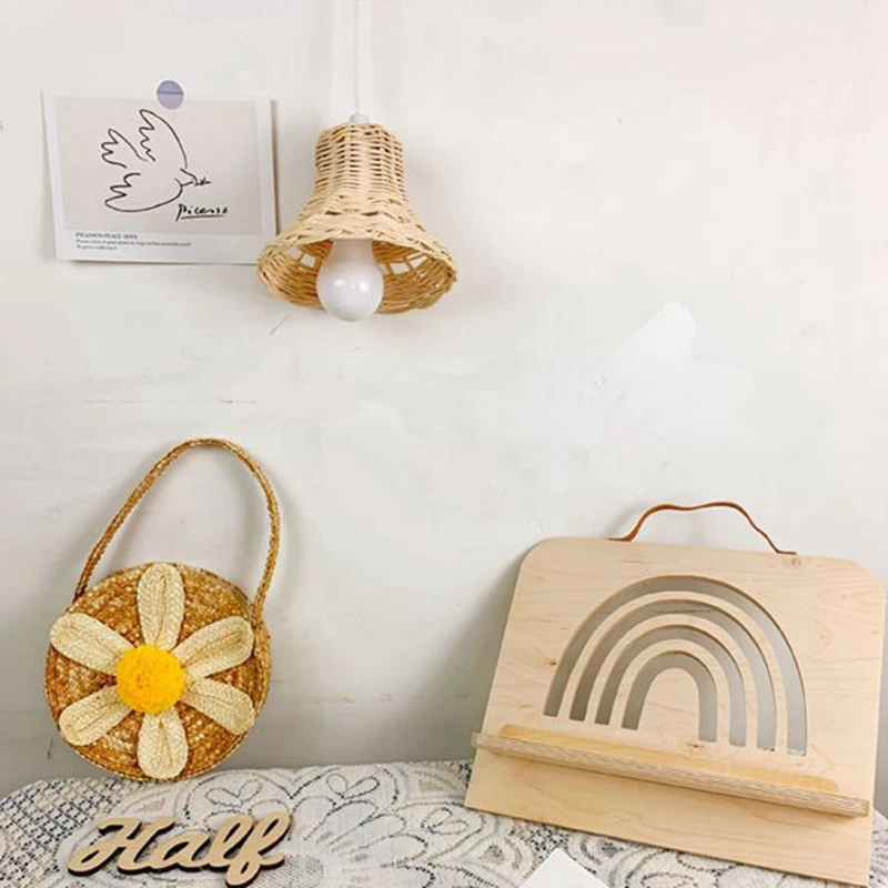 

Rattan Lampshade Hand-Woven Double Layer Rattan Dome Lampshade Asian Rustic Japanese Lamp Design with Light Source