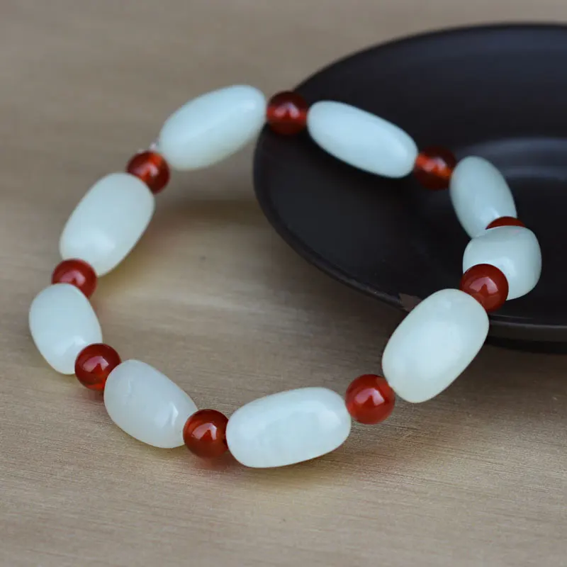 

Drop Shipping Irregular shape Bracelets Natural white Hetian Jade Bracelets Gift for women Men jade Stone Jewelry