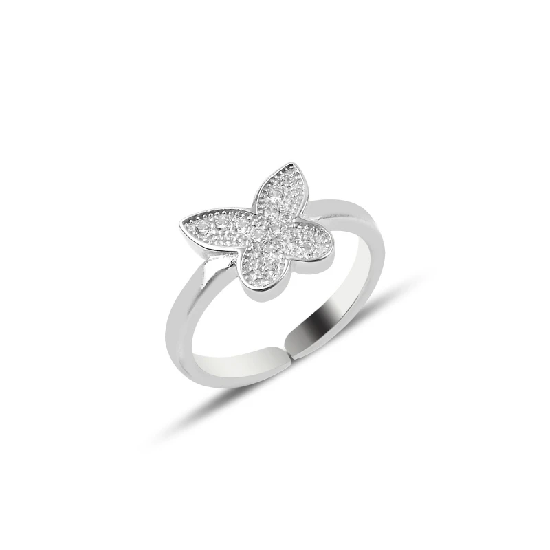 

Серебряное 925 пробы циркониевое кольцо с бабочкой