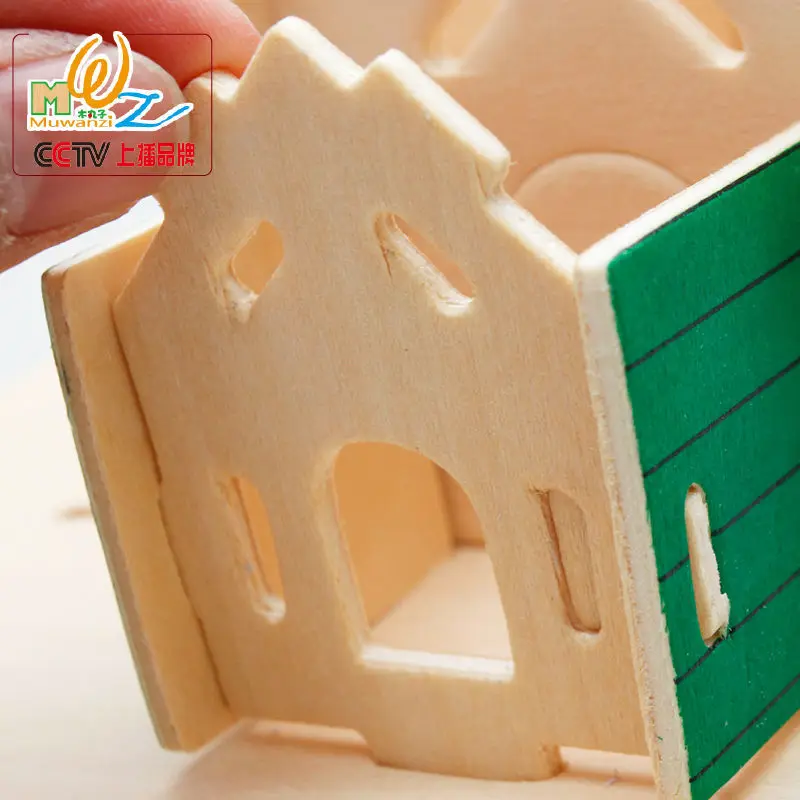 Бесплатная доставка 3D головоломки Строительство дома деревянные игрушки логико