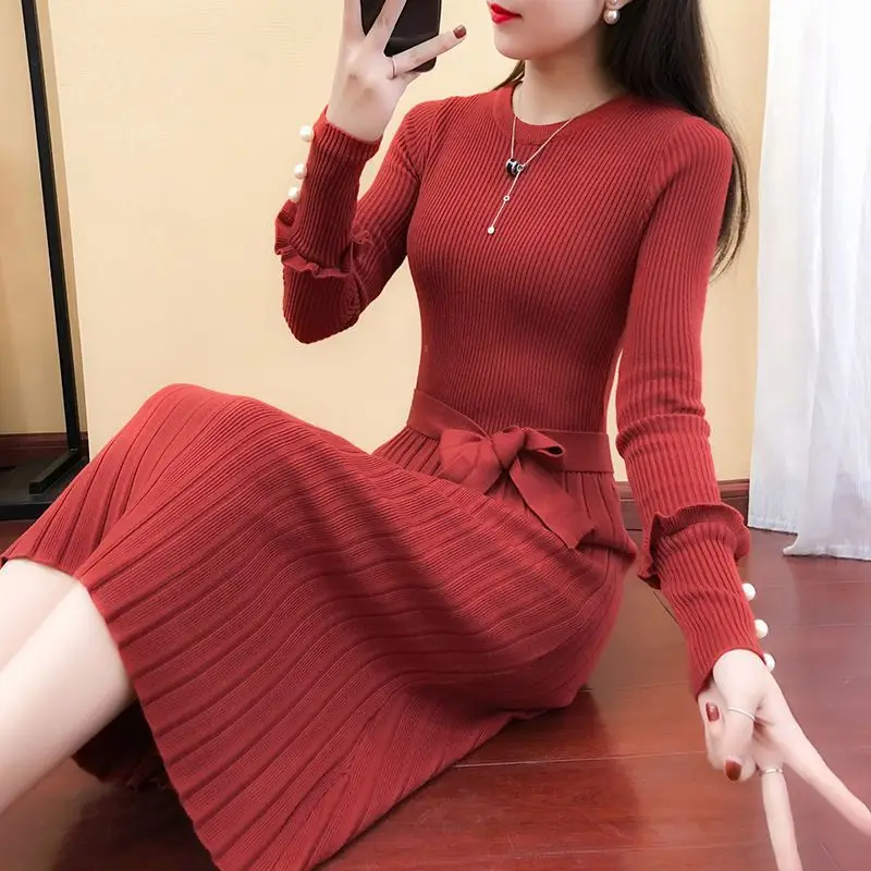 

Dress For Women Casual Thickening Long Sleeve Winter Dress For Girs Fashion Midi Dress 2020 Plus Size Casual Cold Dresses Tops