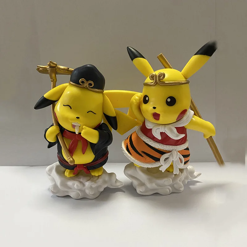 

2 models of Journey to the West Bikachu figure anime cartoon Monkey King Pig Bajie electric mouse doll toy ornaments