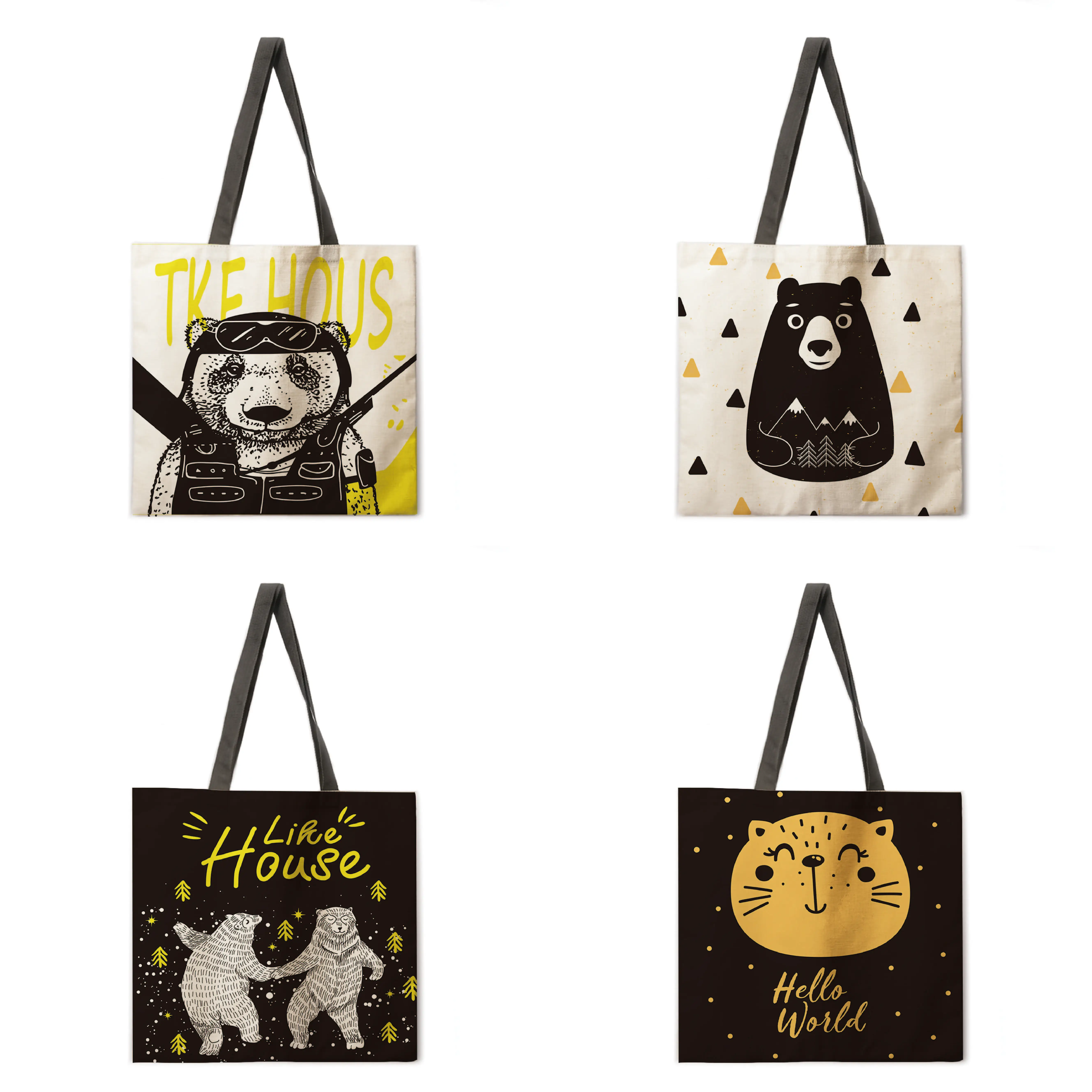 Женская Повседневная Сумка тоут с принтом медведя в скандинавском стиле| |