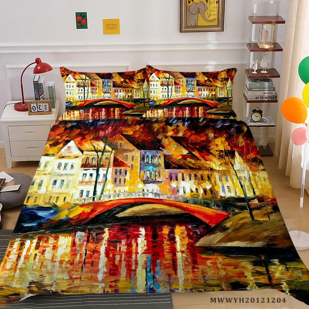 

3D Bedding Set Queen Size Quilt Cover Set Natural Scenery Printing Luxury Fashionable King Double Full Size