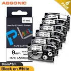 Absonic 6PK XR-9WE 9 мм лента для маркировки для Casio XR9WE XR 9WE, картридж, совместимый с устройством для ярлыков