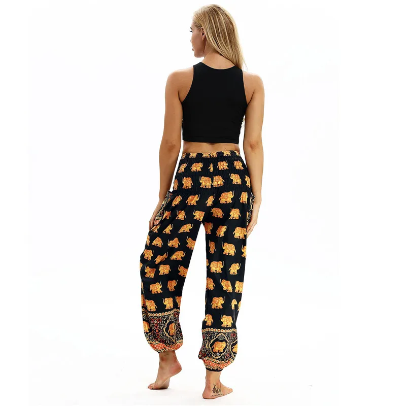 

Women Casual Sporty Dance Harem Pants Elastic High Waist Loose Trousers Festival Hippy Baggy Boho Aladdin Harem Hippie Pants