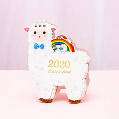 Kawaii, мультяшный настольный календарь, креативный, милый, мини,, настольный календарь, подарок, офисный, для программы, для школы, планировщик, стационарные принадлежности, 00023 - Цвет: Alpaca