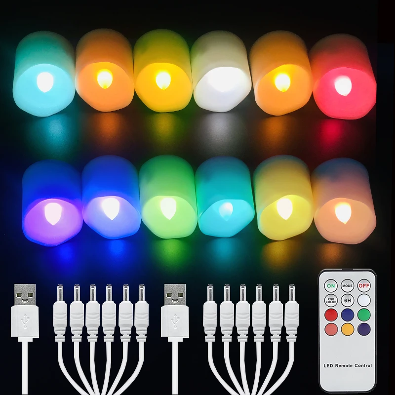 

USB перезаряжаемые LED свечи FPOO теплый белый 12 штук