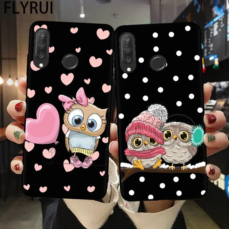 Милый чехол для телефона Cute Owl для Huawei P20 P30 P50 P40 Lite E Pro Mate 20, мягкая силиконовая задняя крышка с рисунком мультяшных животных и бампером на.