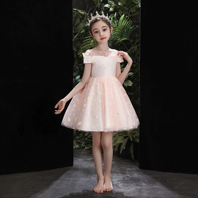 

Little Girls Baby Korean /sweet Pink/White Color Birthday Wedding Party Princess Mesh Dress Toddler Infant Ceremony Host Dress