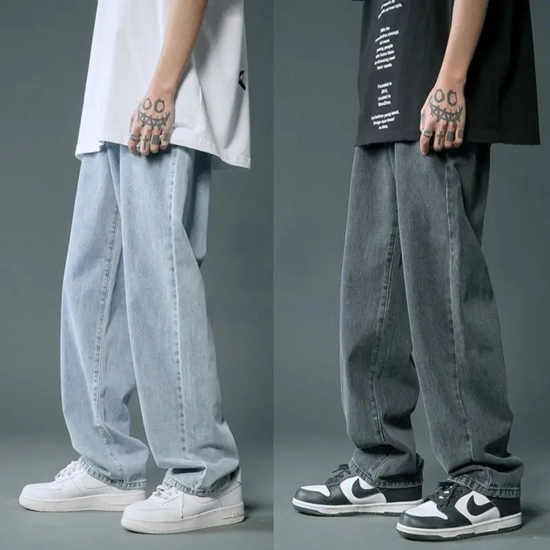 

Jeans Men's 2021 New Loose Straight Casual Trousers Draping Wide-Leg Pants Men's Autumn and Winter New Mop Pants Baggy Jeans