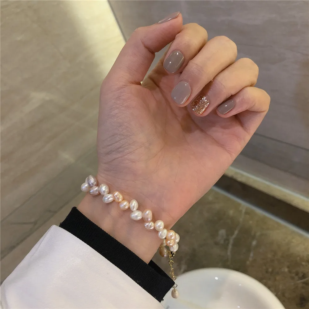 

2021 New 2 Colors Pearls Mixed Natural Pearl Bracelets For Women Freshwater Pearls Bead Bracelets Female Wedding Fine jewelry